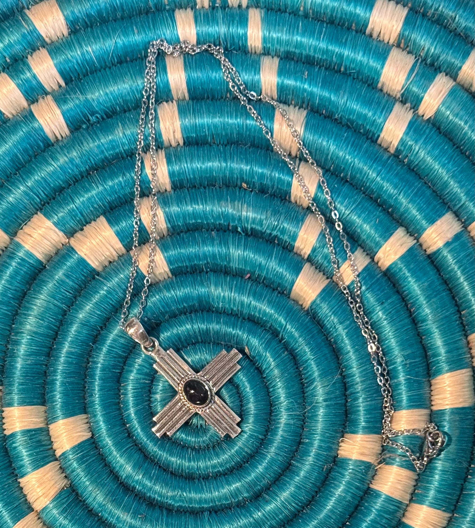 Sterling and Onyx Zia Pendant