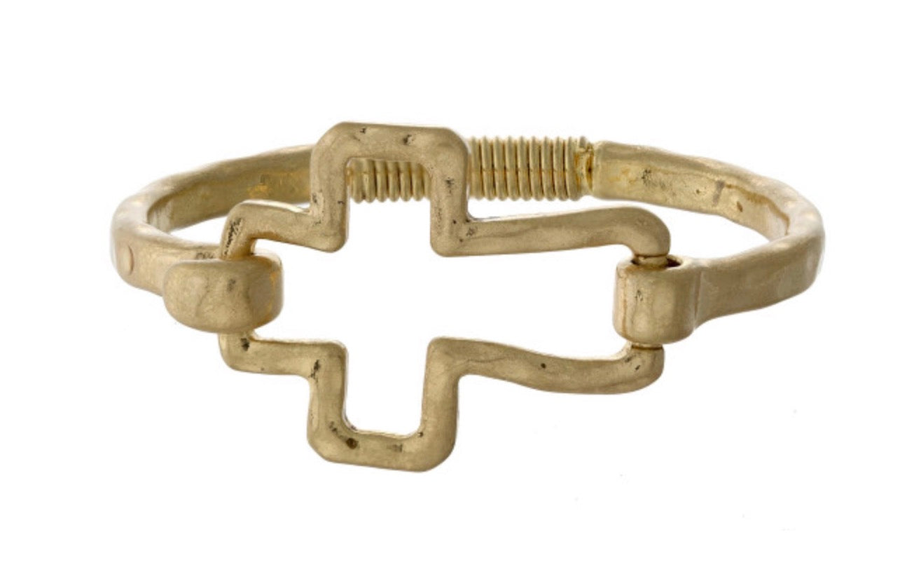 Hammered Metal Cross Bracelet